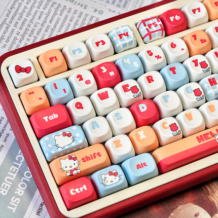 Hellokitty可爱键帽kt猫PBT热升华ace68机械键盘帽wooting迈从87