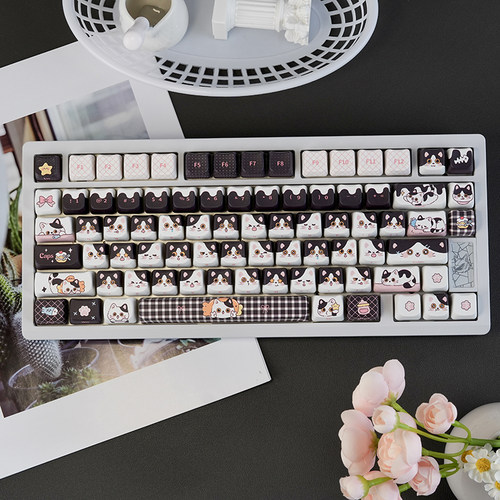 奶牛猫猫头键盘帽PBT热升华包邮