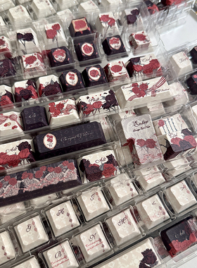 红与黑键帽130键PBT热升华键盘键帽原厂高度魅魔ace68wooting迈从