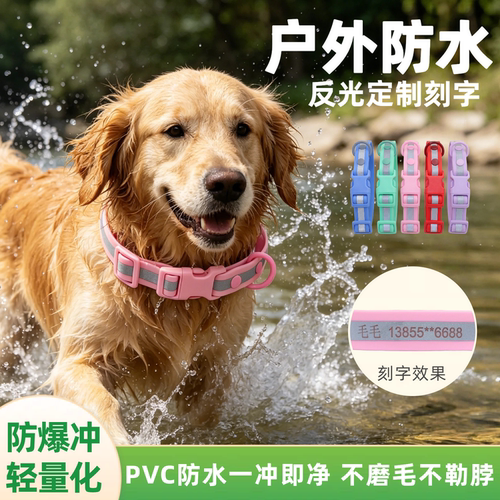狗狗防水反光刻字防丢宠物项圈