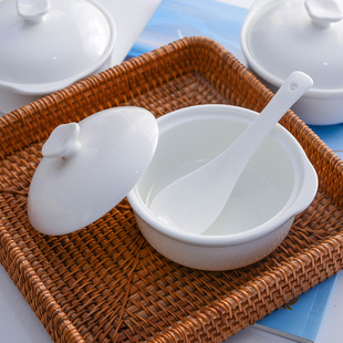 骨瓷双耳炖盅带盖汤碗炖罐隔水盅小号燕窝汤煲炖汤陶瓷支持定制