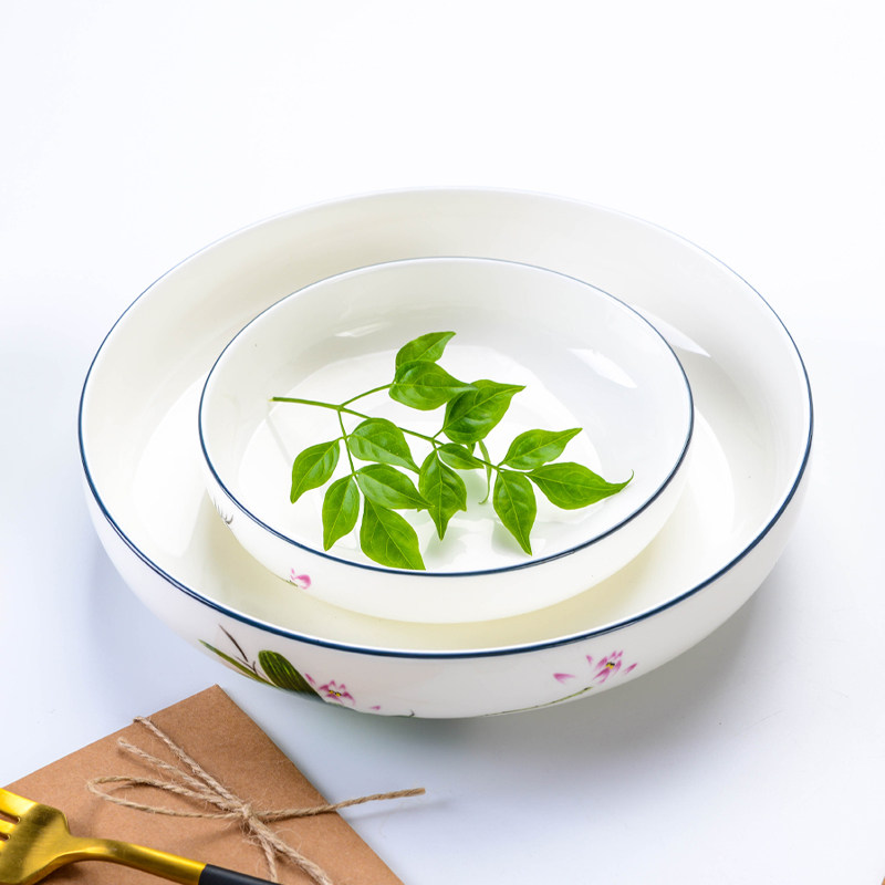 窝盘骨瓷家用菜盘大小号汤盘唐山陶瓷餐具盘子实用碟子手绘工艺品,餐饮具,盘,淘宝优惠券,粉丝福利购,淘宝优惠卷