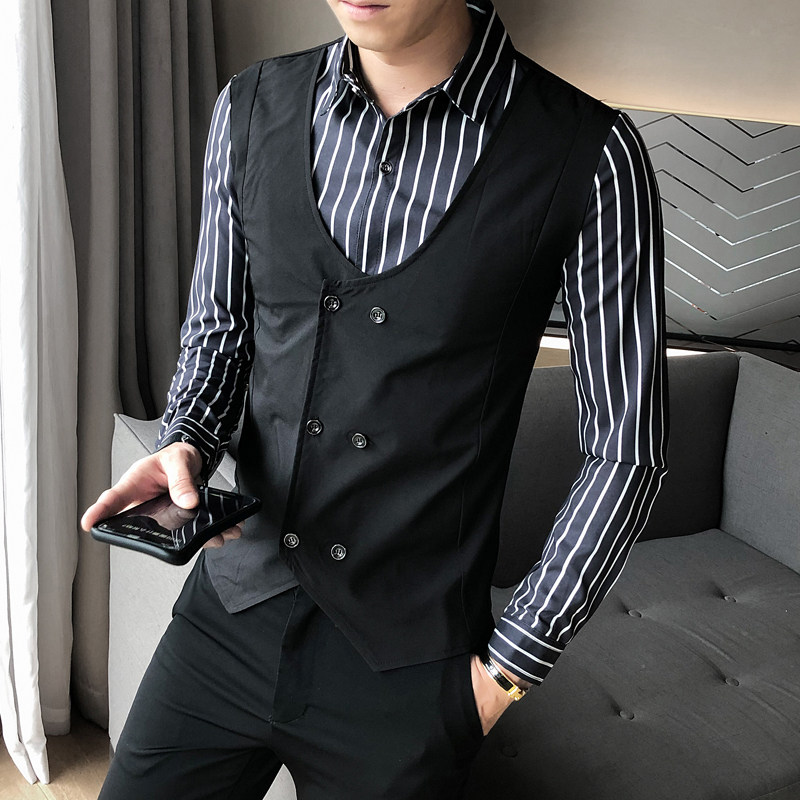 B302CS3252021秋装新款双排扣假两件衬衫夜店工作服M-5XL,男装衬衫,电商B216（原B302）