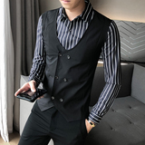 B302CS3252021秋装新款双排扣假两件衬衫夜店工作服M-5XL，男装衬衫，电商B216（原B302）