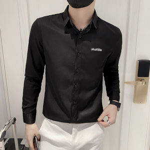 B302 CS331 2021秋装男士字母图案印花衬衣 社会风图片