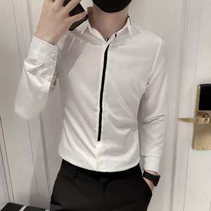 B302 CS34 2021秋装新款男士长袖衬衫简约工装衬衣 社会风图片