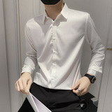 B302CS3352021秋装七彩烫金印花长袖衬衫社会风，男装衬衫，电商B216（原B302）