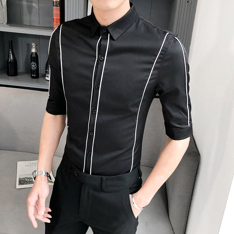 B302CS1472021新款夏装男士线条工作服中袖衬衫店主风,男装衬衫,电商B216（原B302）