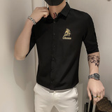 B302CS2302021夏男新款衬衫男中袖刺绣衬衣无头社会风爆，男装衬衫，电商B216（原B302）