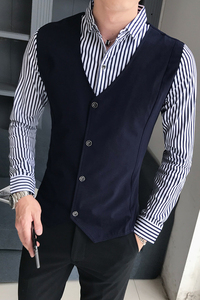 B302 CS43 2021秋装新款 男长袖假两件衬衫 条纹衬衣继续图片