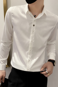 B302 CS333 2021秋装男士皇图案衬衣 社会无头风图片