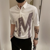 B302CS2122021夏男字母印花中袖衬衣社会风新风格，男装衬衫，电商B216（原B302）