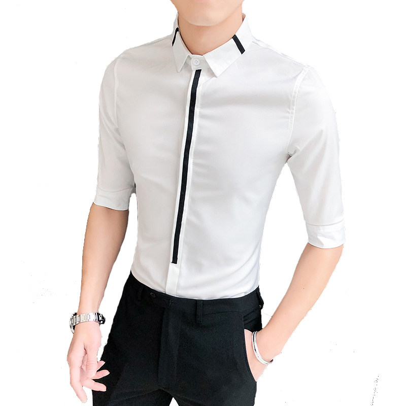 B302CS1182021新款夏装男士七分袖工装中袖衬衫店主风,男装衬衫,电商B216（原B302）