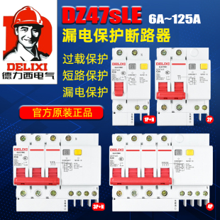 德力西空气开关带漏电保护器63a家用断路器220v空开2p漏保32a短路