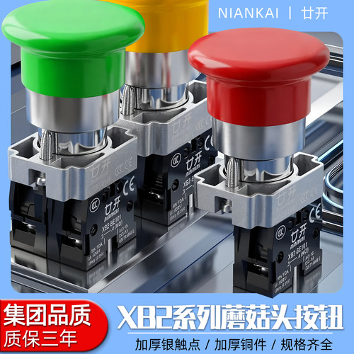 廿开自复位蘑菇头按钮开关