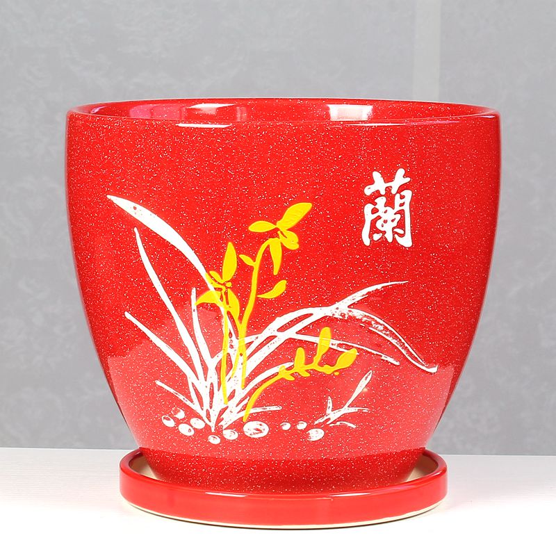 清仓特价带托盘简约阳台花盆陶瓷桌面包邮家用特大号绿植创意花盆