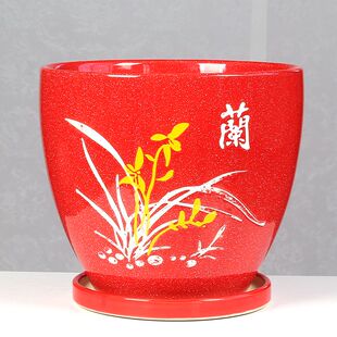 清仓特价 家用特大号绿植创意花盆 带托盘简约阳台花盆陶瓷桌面 包邮