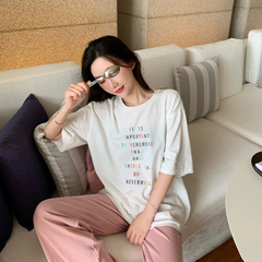 Real price white rainbow letter short sleeve T-shirt women's loose Korean versatile top