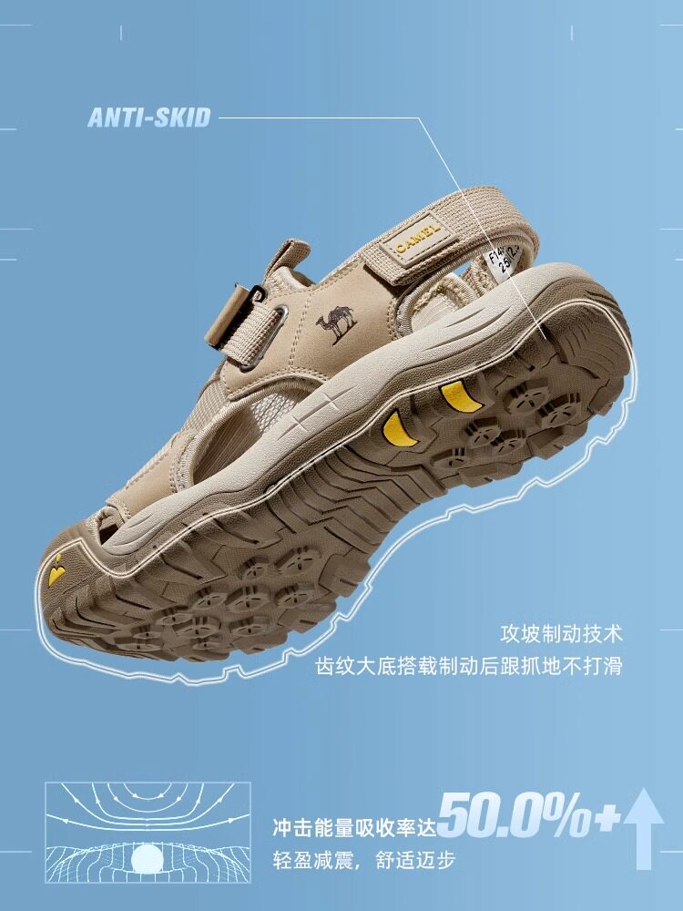 CAMEL SHOES CASUAL SANDALS 2024 SUMMER NEW WEARABLE NON-SLIP OUTDOOR BAOTOU HIKING SPORTS BEACH SHOES