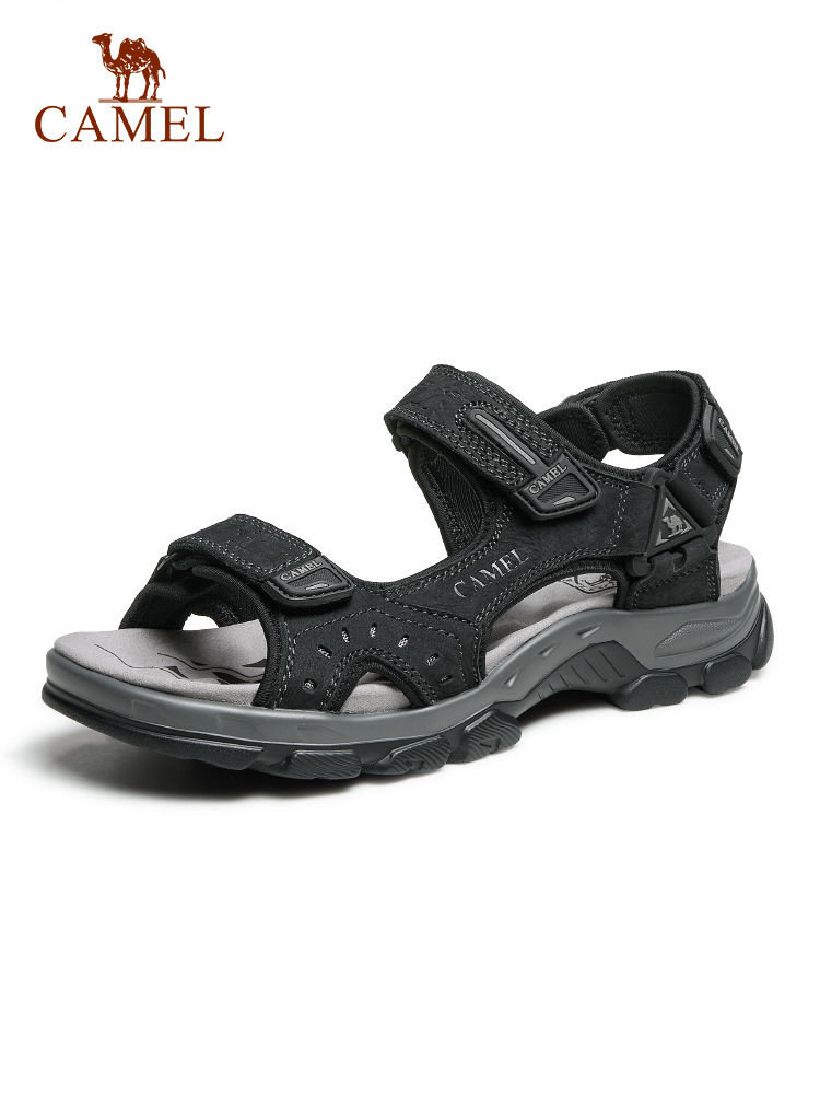 CAMEL MENS SHOES SUMMER NEW LEATHER SOFT-SOLED CASUAL SANDALS MENS OUTDOOR NON-SLIP SPORTS VELCRO BEACH SHOES MEN