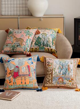 百澜家居YH183复古系飞马象双面印花美式沙发客厅抱枕靠垫腰枕套