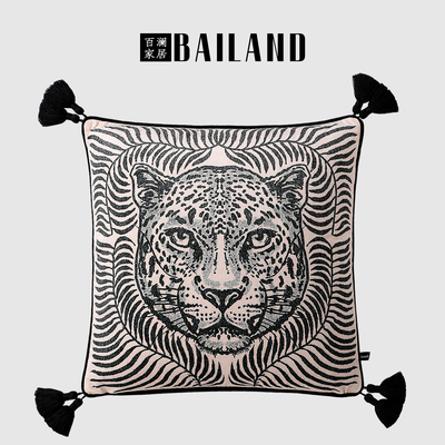 百澜家居YH167丝绒印花豹复古抱枕客厅沙发装饰靠背腰枕飘窗靠垫