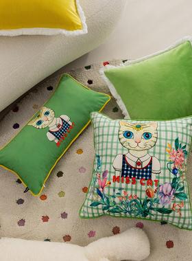 百澜家居YH192MISS CAT猫小姐双面沙发抱枕靠枕床头靠枕飘窗腰枕