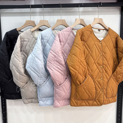 超软轻薄保暖女棉服秋冬季休闲宽松棉袄大码百搭V领棉衣内胆外套