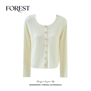 不退不换 2件5折 柔短款 提花木扣圆领长袖 上衣开衫 针织衫 清仓