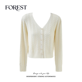 不退不换 2件5折 柔短款 麻花长袖 上衣毛衣开衫 V领针织衫 清仓