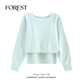 吊带背心长袖 圆领套头毛衣两件套 不退不换 柔短款 清仓 2件5折