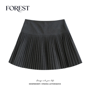 不退不换 2件5折 瘦毛呢百褶裙半身裙A字裙短裙有安全裤 清仓