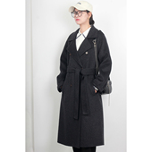 小鱼家加肥加大码 双面羊绒大衣胖mm长款 毛呢子外套200斤灰色显瘦