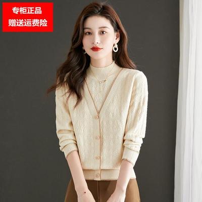 假两件上衣时尚针织打底衫女士秋冬季内搭洋气可外穿毛衣2025新款