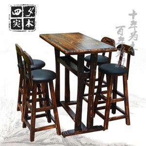 厂家现货！实木炭化酒吧桌椅高脚桌椅酒吧凳吧台桌吧台凳吧台椅