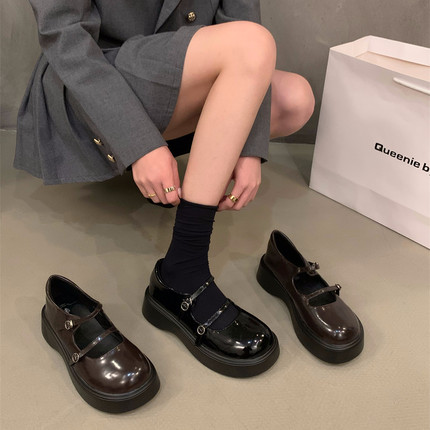 官方官网店正品厚底黑色玛丽珍单鞋女鞋子2025新款春秋冬季英伦风