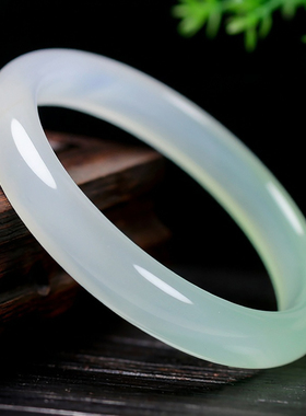 天然冰种玛瑙半山水扁条手镯