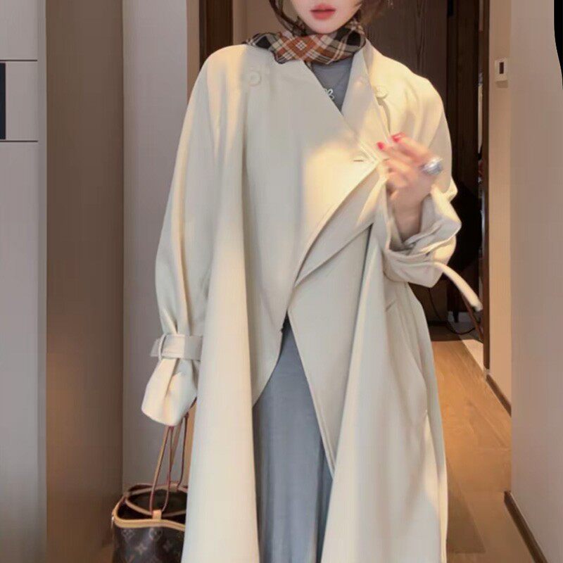温柔风翻领风衣外套女2026新款春季小个子今年正流行高级感中长款
