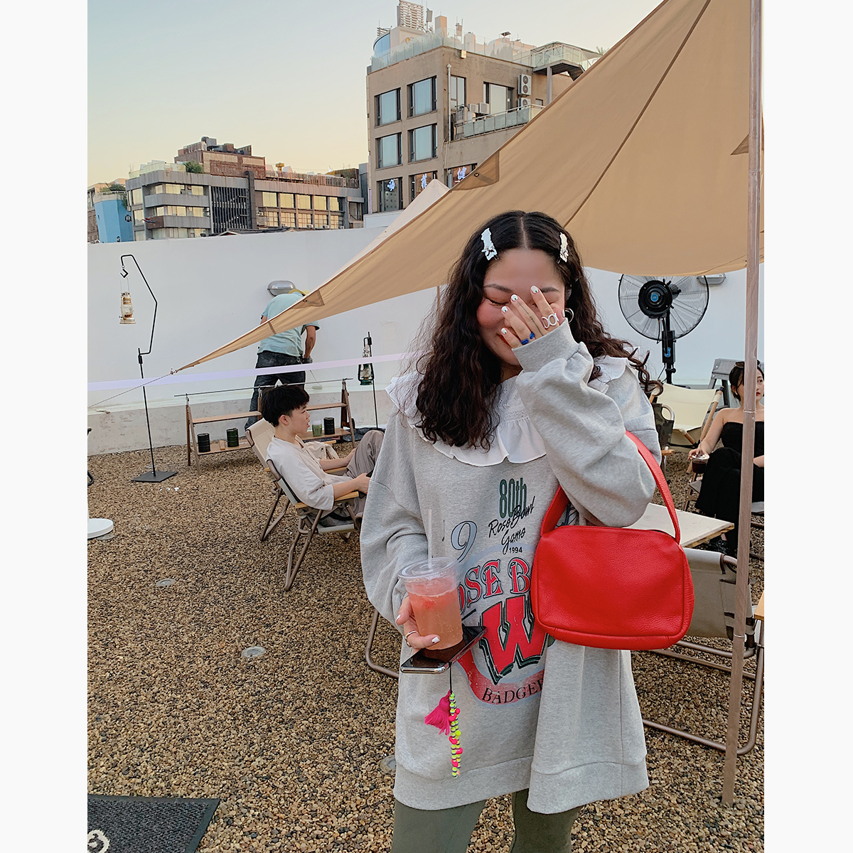 Dazi金大支娃娃领卫衣裙子女春秋装2023年新款胖mm大码时尚连衣裙