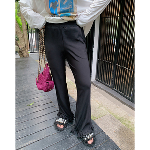 休闲裤 金大支荷叶边微喇叭裤 胖mm大码 女垂坠感2025年新款 子 春秋季