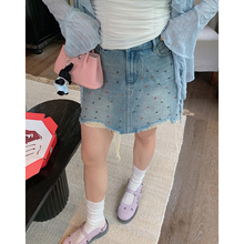 金大支后腰松紧牛仔半身裙女2025新款夏季高腰胖mm大码a字短裙子