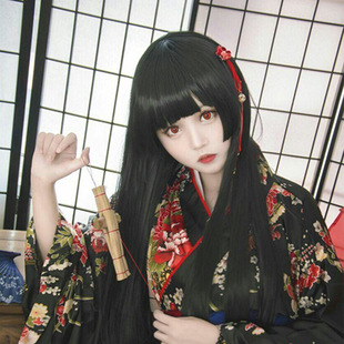 狂赌之渊 蛇喰梦子 cos假发 地狱少女阎魔爱三刀齐100CM黑长直发