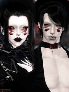 成男 2款 逆水寒手游捏脸 忧郁钢笔 成女 六眼毒蛛