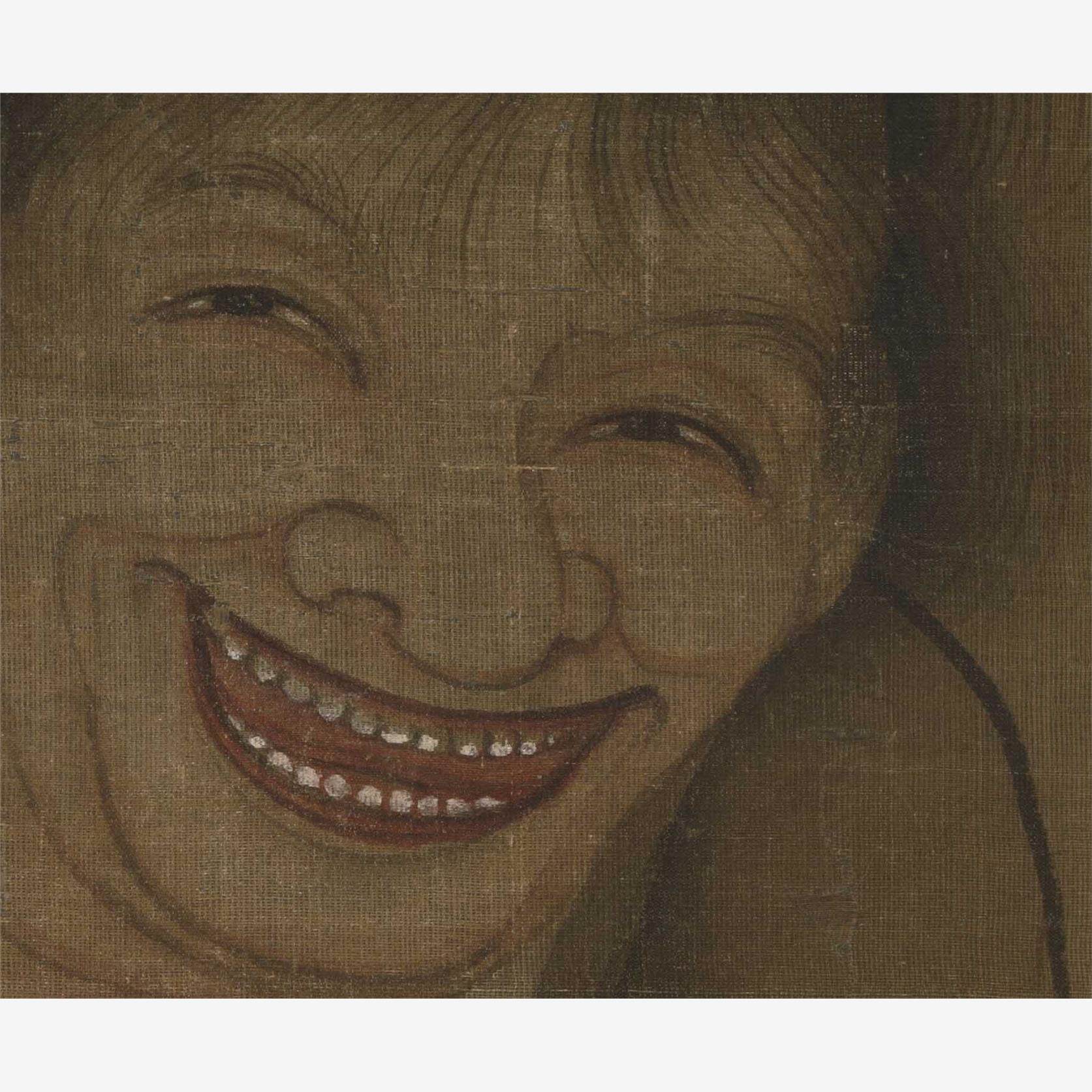 新品元颜辉寒山拾得图