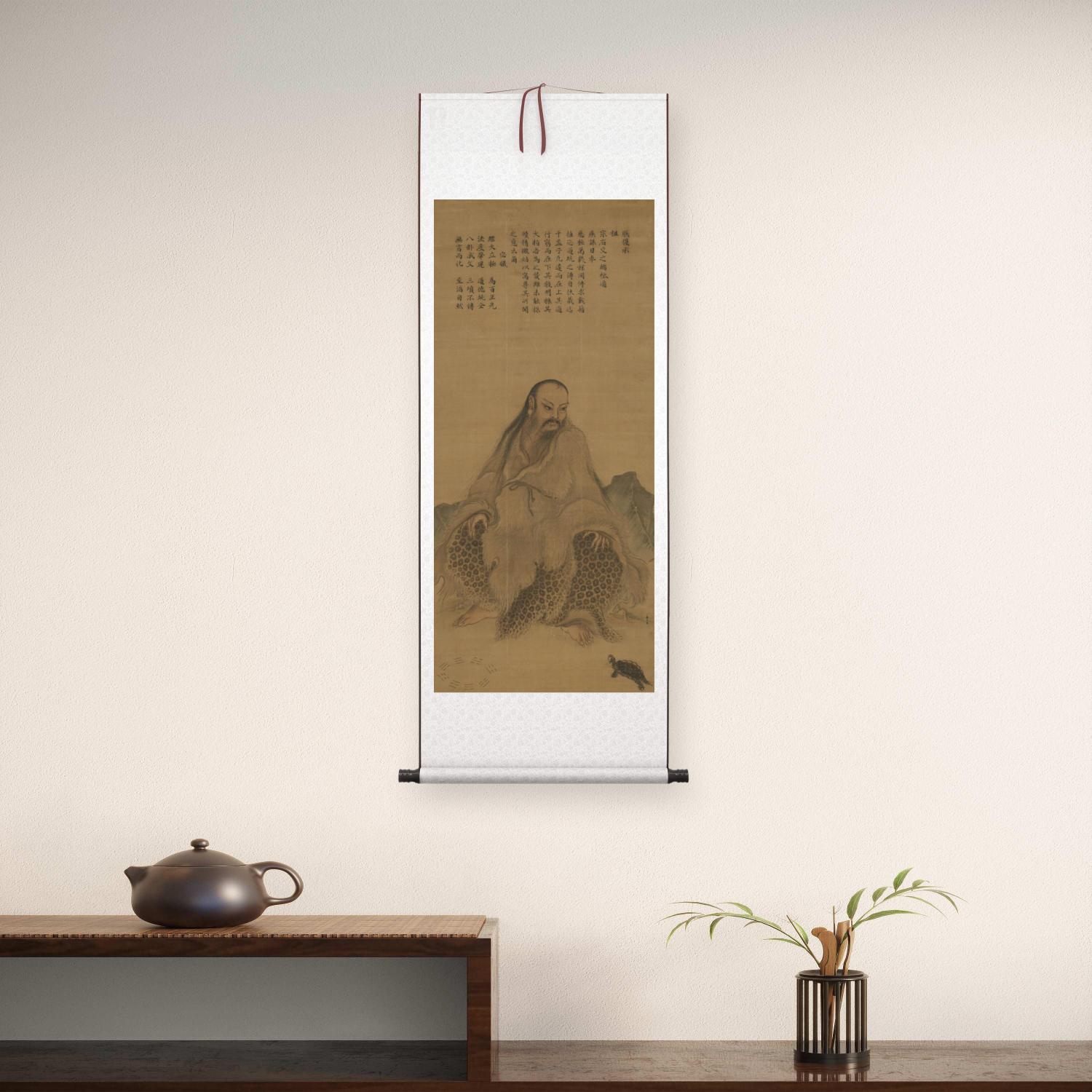 新品 南宋 马麟 伏羲坐像人物画卷仿古字画高清微喷复制临摹范本