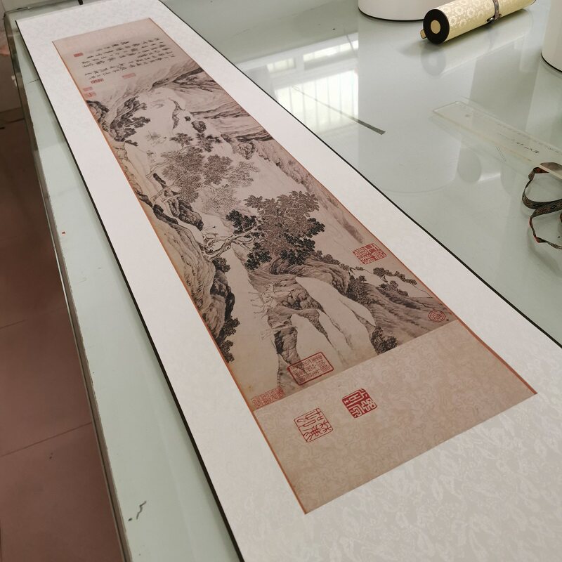 唐寅南游图唐伯虎字画作品横幅山水国画真迹微喷仿古复制卷轴装饰