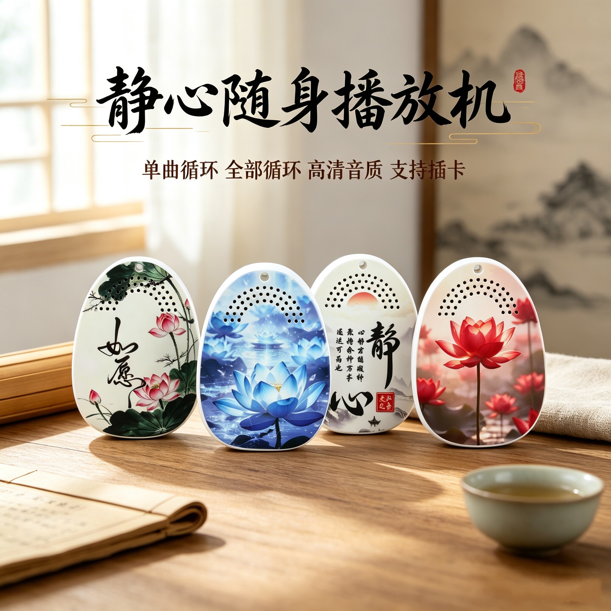 小型迷你吊坠播放器单曲循环内置曲目支持插卡可定制曲目老人唱机