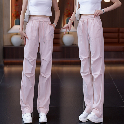 速干冰丝工装直筒裤女夏季2025