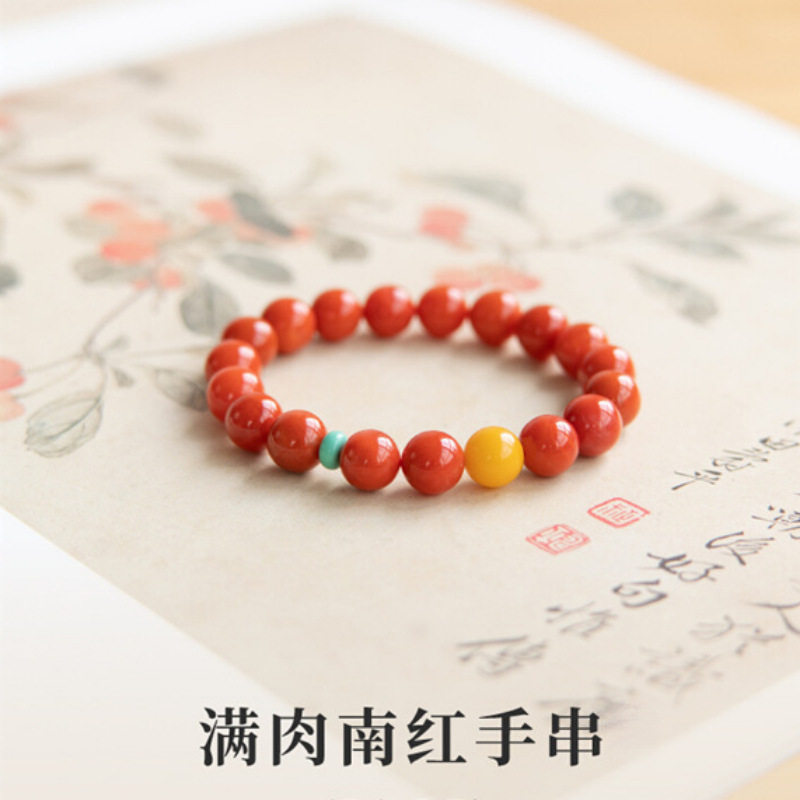 【倾蜜禅意】南红玛瑙手串女收藏级云南保山蜜蜡手链女高级感礼物