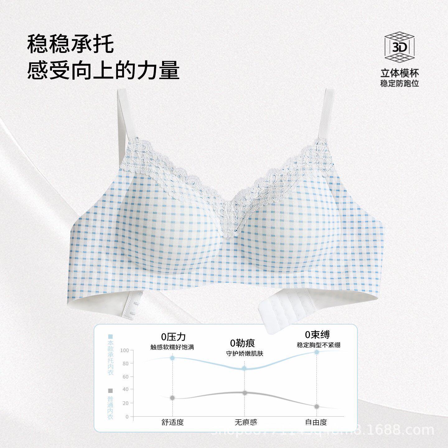 无痕清新小碎花内衣女无